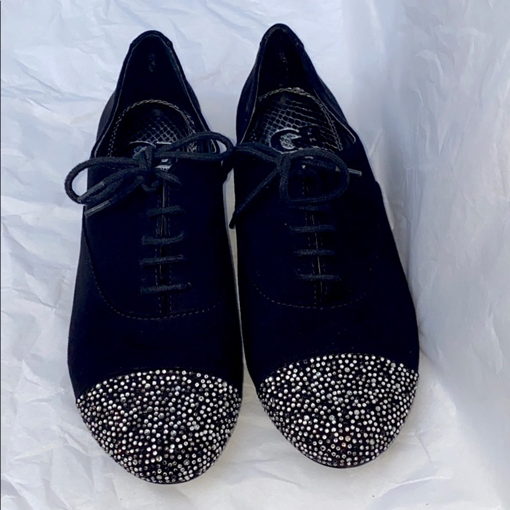 Gianni Bini Loafers Studded Black Flats Shoes Bling